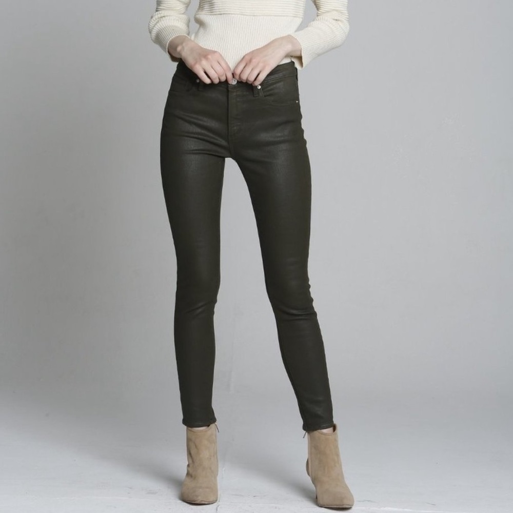 NWT Driftwood Jackie Coated Skinny Jeans in Dark Olive Green